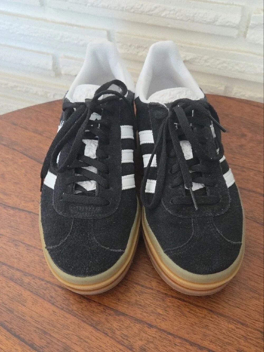 adidas Gazelle Women's Black Suede Sneakers with White Stripes and Gum Sole